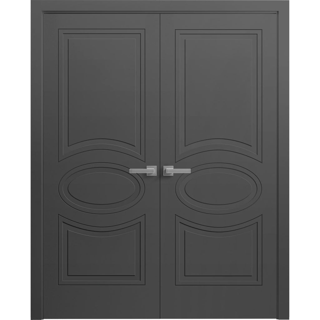 Black Painted Wood French Double Doors 36 x 84 inches N8433