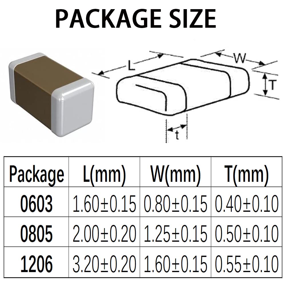 960PCS 0603 0805 1206 SMD Capacitor Kit, 16 Value 10pF-22uF Multilayer Ceramic Chip Capacitors Assortment Set M51409