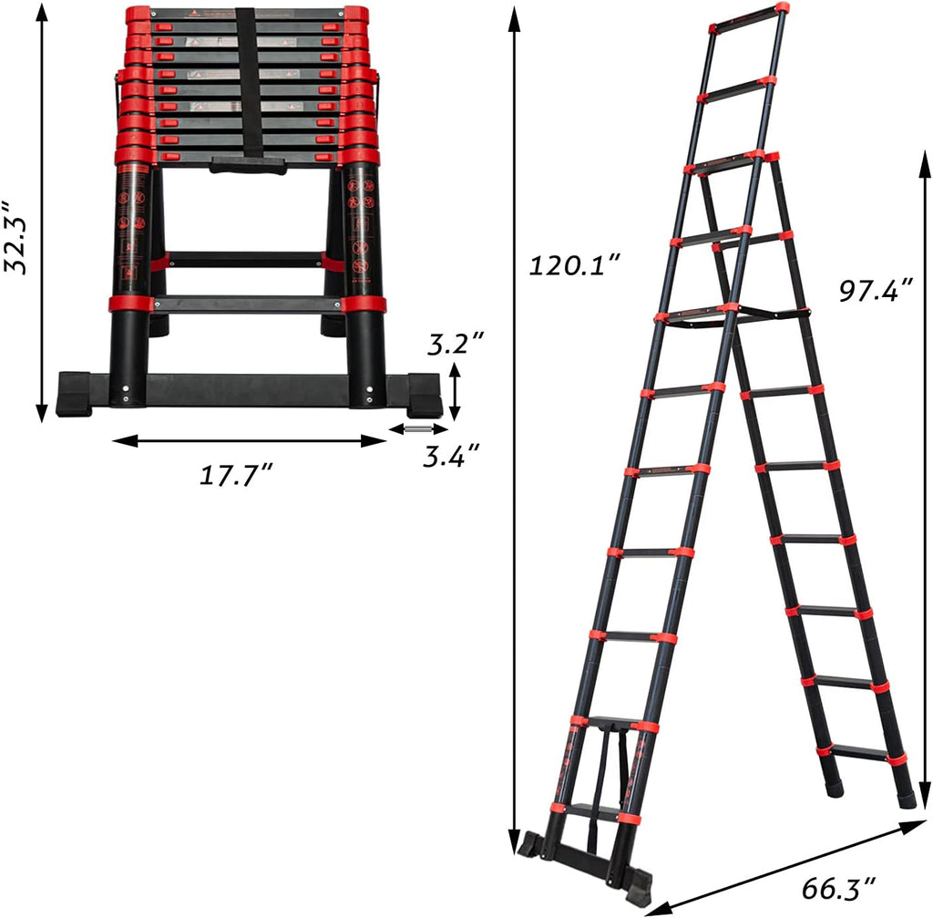 Telescopic Ladder 9+11 Aluminum A-Frame Extension Ladder W768