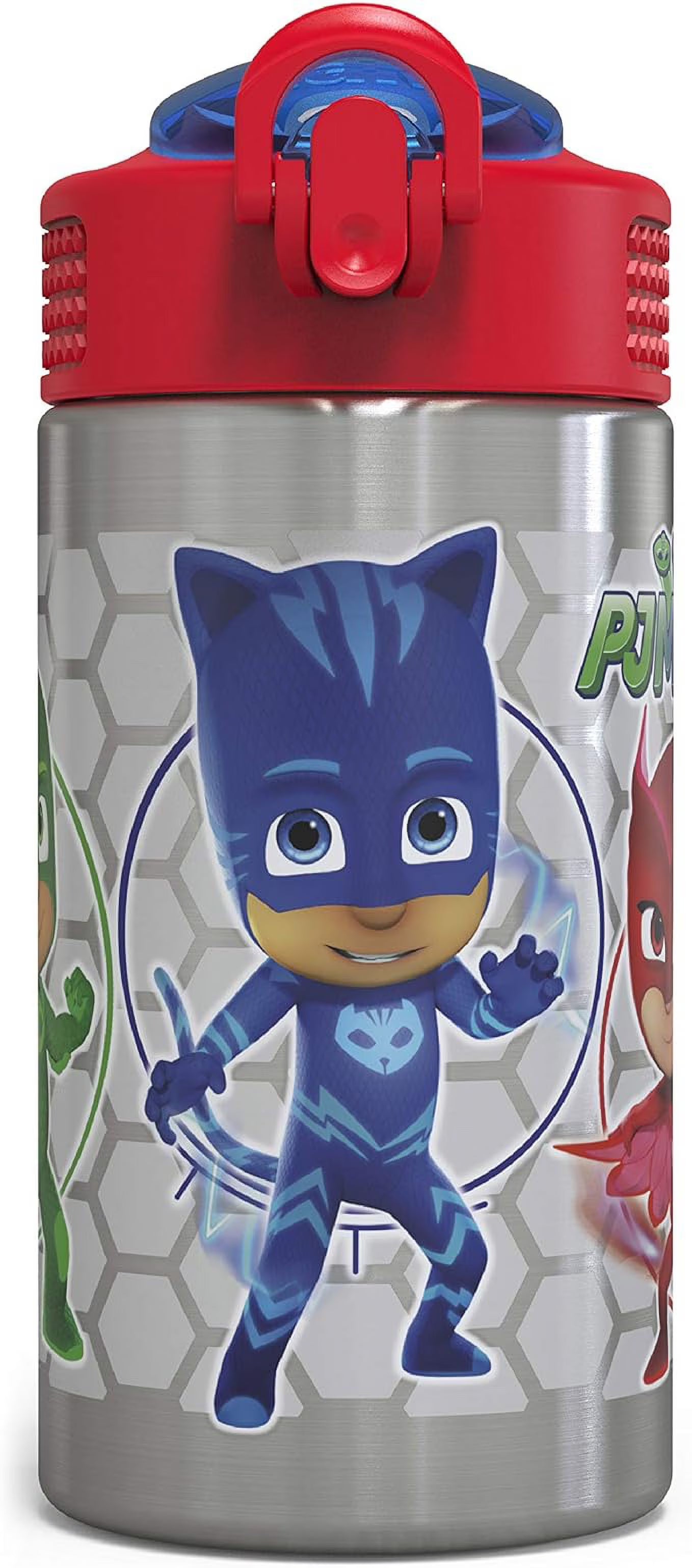 15.5oz Stainless Steel Kids Water Bottle with Flip-up Straw Spout O719604