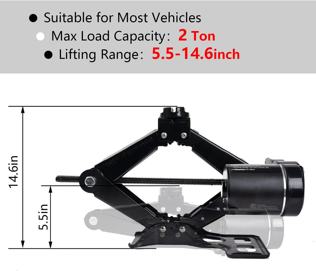2 Ton 12V Electric Car Jack Kit Black Pack of 2 P9895