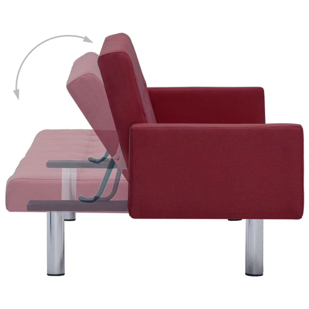 Red Fabric Sofa Bed with Armrest J40596