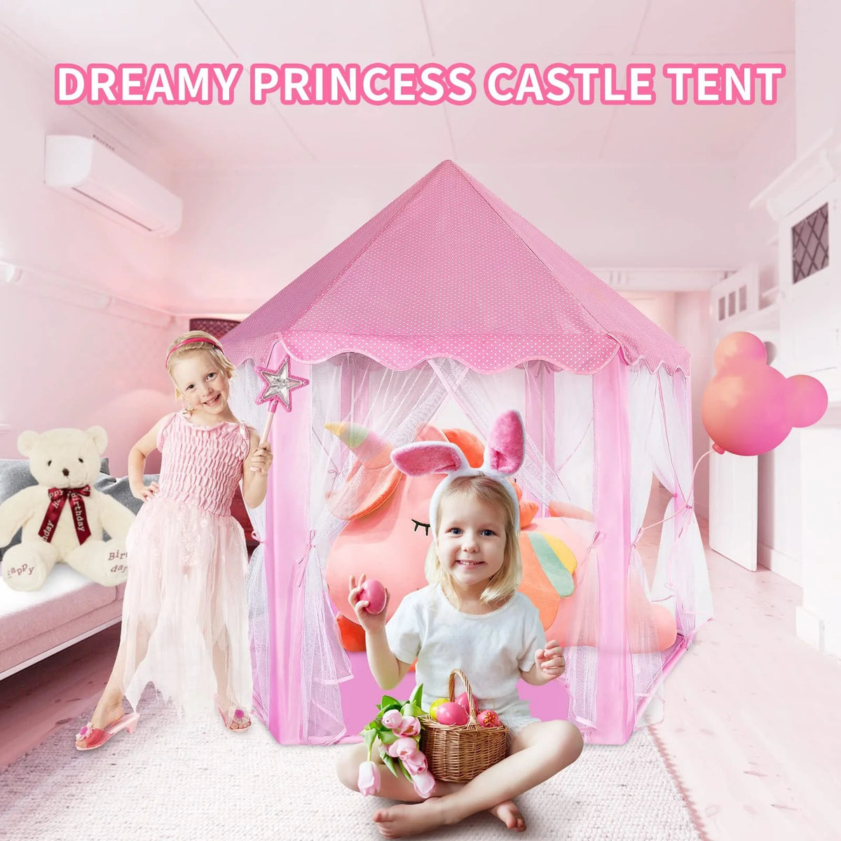 Castle Princess Tents with Lights, Kids Tents for Indoor and Outdoor Play Z181