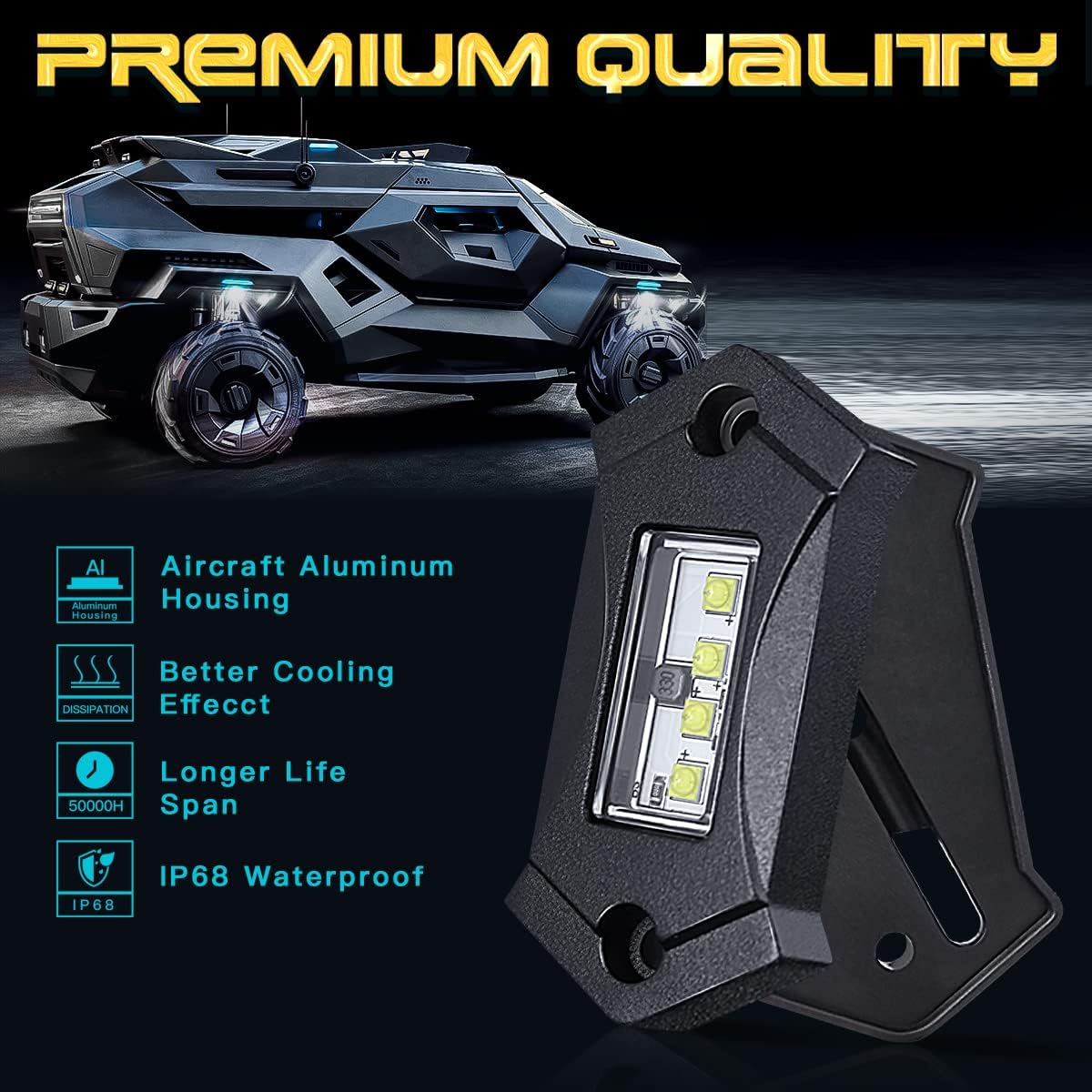 White LED Rock Lights 16PCS Waterproof P822