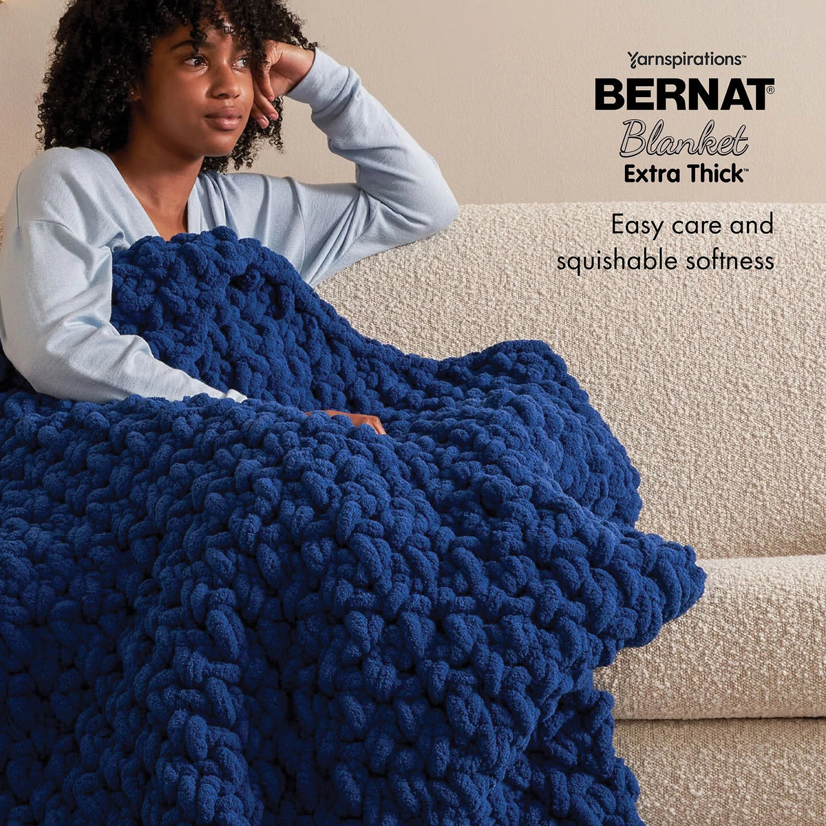 Bernat Blanket Extra Thick Jumbo Polyester Yarn, Clay, 21.2oz, 72 Yards (2 Pack) S818