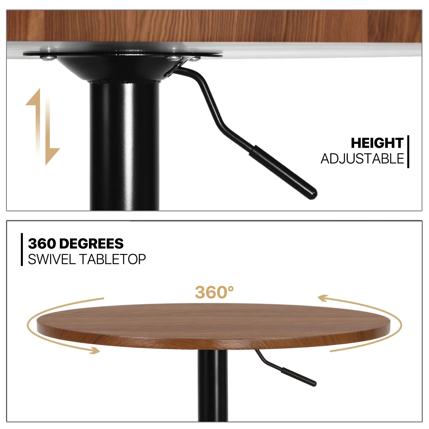 3 Piece Bar Table and Chair Set with Rotatable Tall Bistro Stools K68016