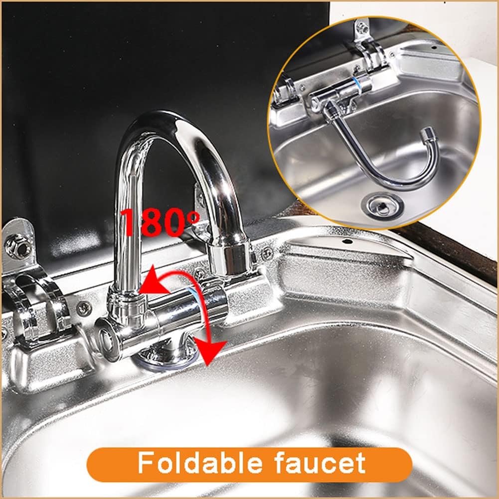 Stainless Steel RV Sink with Folded Faucet Tempered Glass Lid Y168