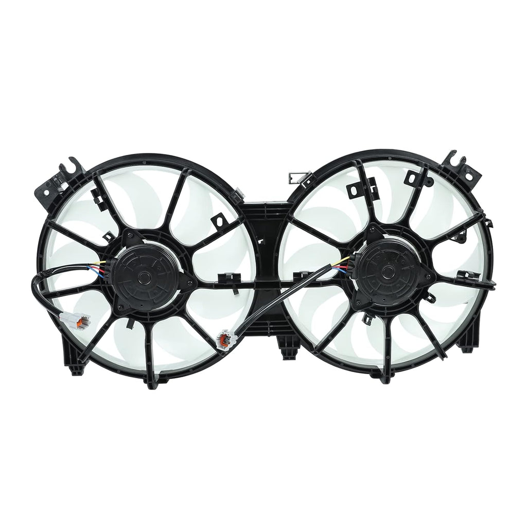 Dual Radiator A/C Condenser Cooling Fan Assembly 12V Black Slim Fan Pack of 2 D243762