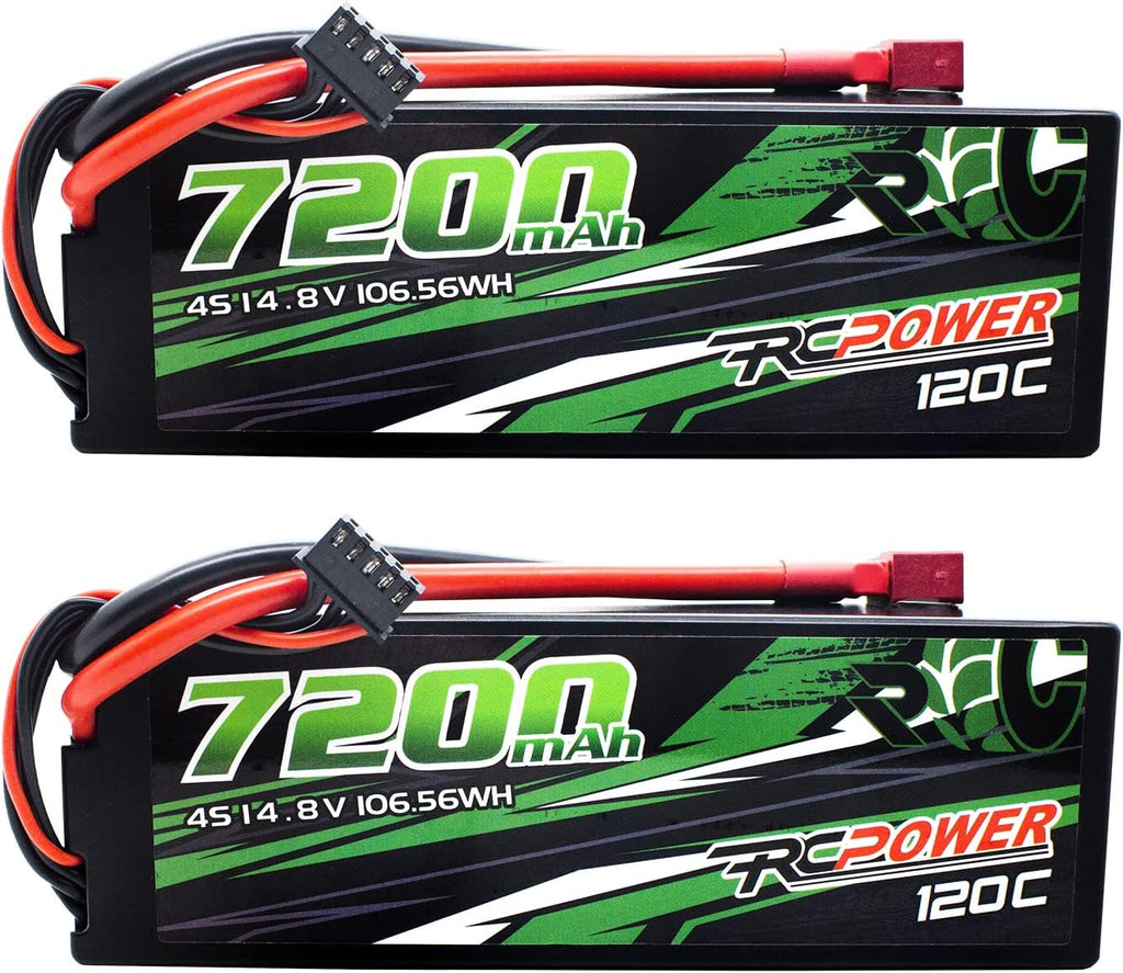 14.8V 7200mAh 4S 120C Hard Case Lipo Battery with T Plug (2Packs) W755360
