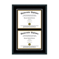 Double Diploma Frame with Double Matting for 9x22 x 7x22 Tall Diploma with Black Frame I10400