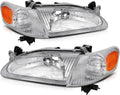 Chrome Housing Amber Reflector Clear Lens Headlight Assembly Pack of 2 X302128