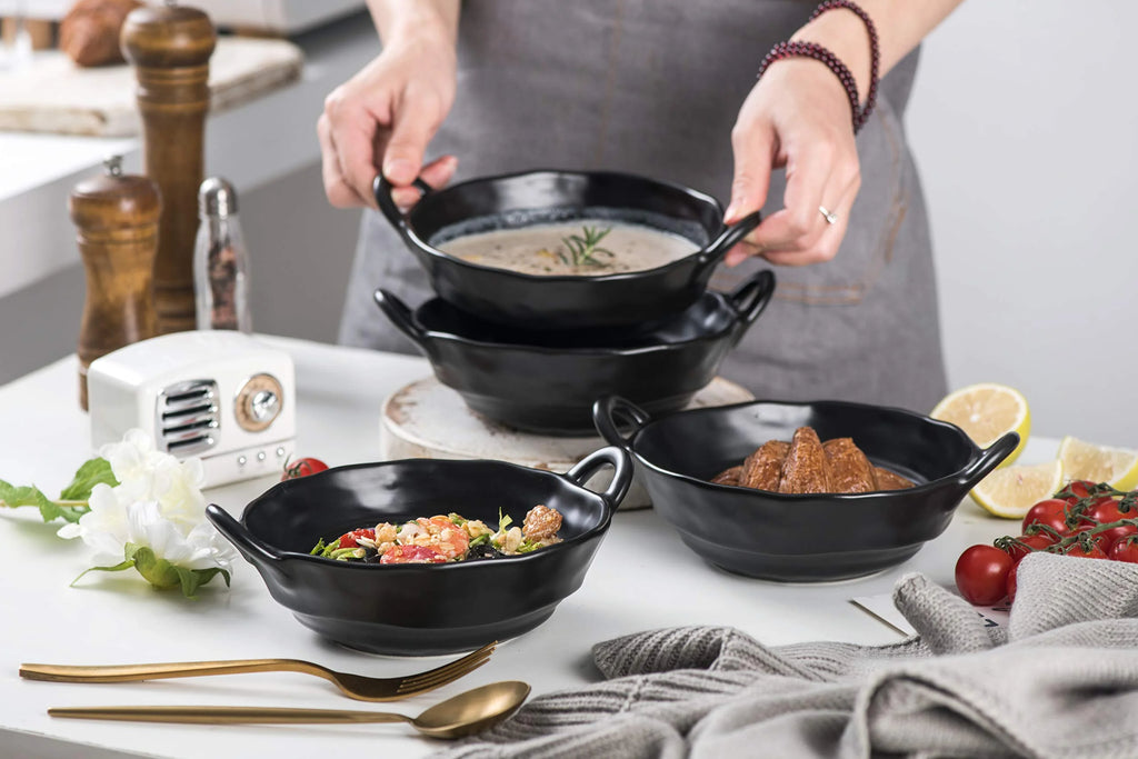 Black Ceramic Matte Glazed Bowls Set of 4 W112210