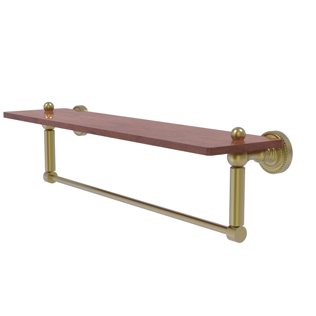 Solid IPE Ironwood Shelf with Integrated Towel Bar Satin Brass X350