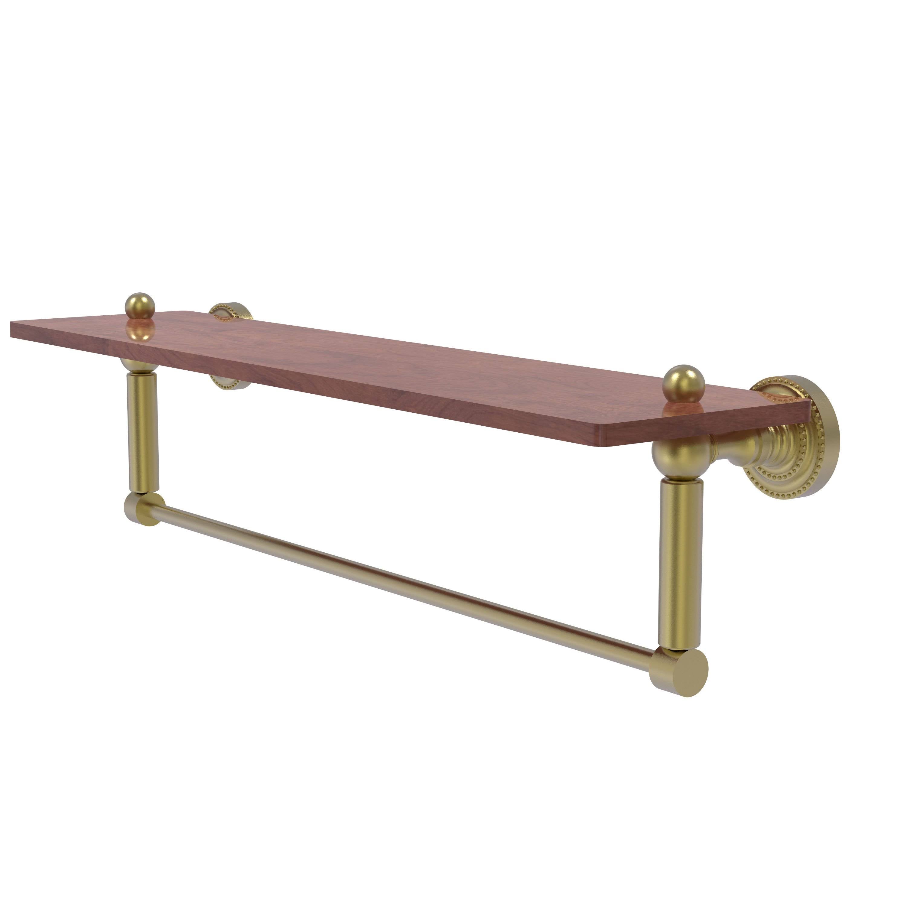 Solid IPE Ironwood Shelf with Integrated Towel Bar Satin Brass X350