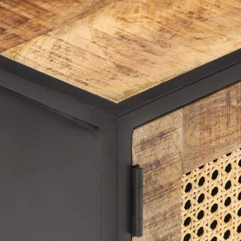 Rough Mango Wood and Natural Cane TV Cabinet Y34140