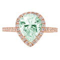 Pear Cut Blue Moissanite 18k Rose Gold Halo Ring Size 3.5 G440277