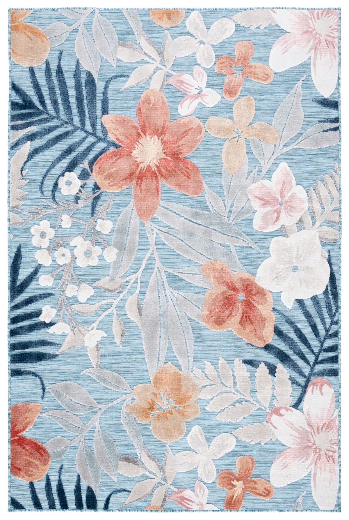 Aqua/Rust Indoor/Outdoor Area Rug, 8' x 10' M936
