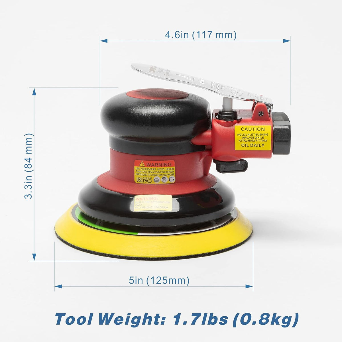 5 inch Air Random Orbital Sander, Dual Action Pneumatic Palm Sander, Pack of 2 K1009