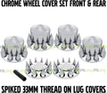 Chrome Wheel Cover Set 2X Front 4X Rear 60x Spiked Lug Nut Covers 33MM Tool Included Semi Truck N871522