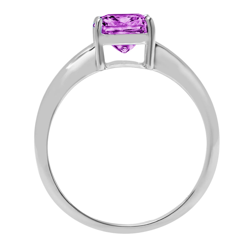 2.5ct Cushion Cut Simulated Alexandrite 18k White Gold Ring Size 3.75 S8381