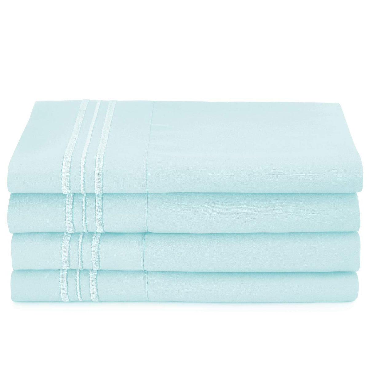 6 Piece California King Microfiber Bed Sheet Set with Extra Pillowcases, Deep Pockets Fitted Sheet, Aqua Light Blue G354