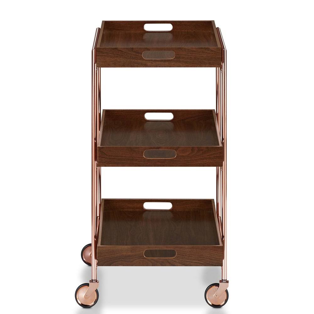 Contemporary Walnut Kitchen Cart R5646