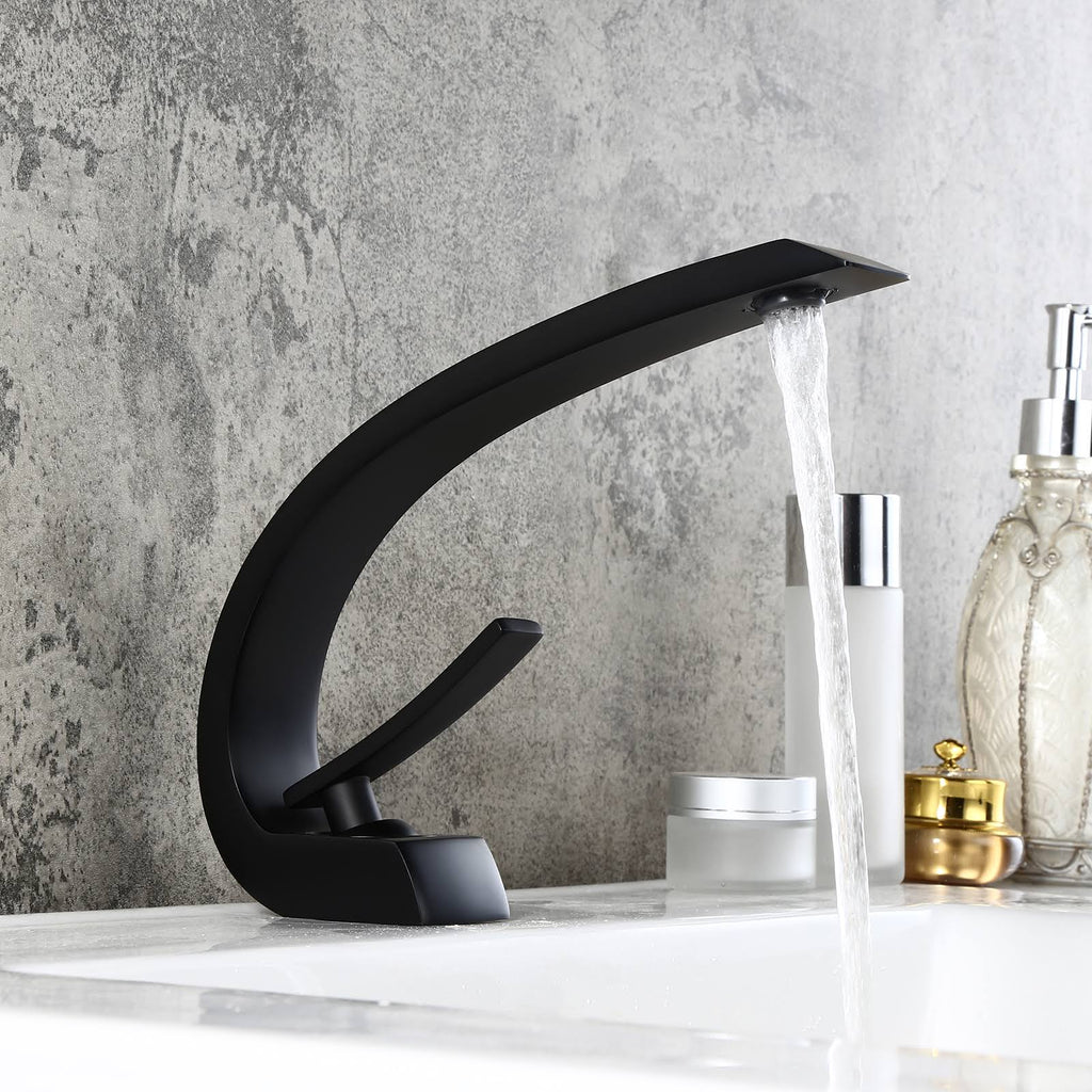 Matte Black 1-Handle Sink Faucet with Pop Up Drain Y70721