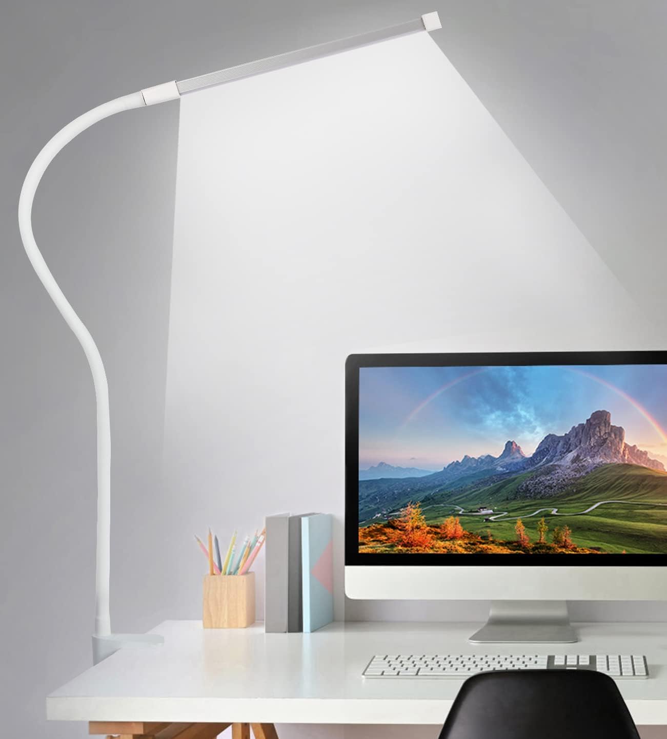 Black LED Desk Lamp with Clamp, 3 Modes 10 Brightness, Flexible Gooseneck W425474