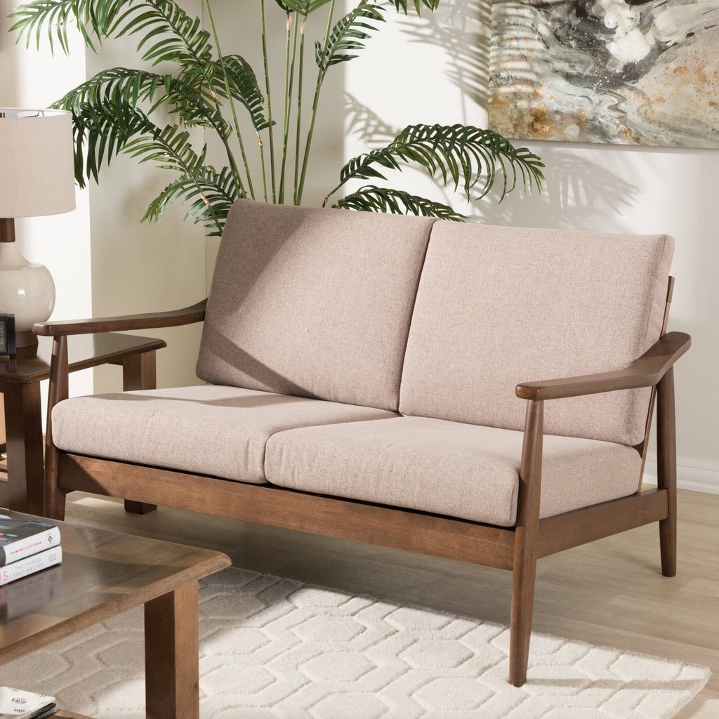 Light Brown Wood 2-Seater Loveseat O55109