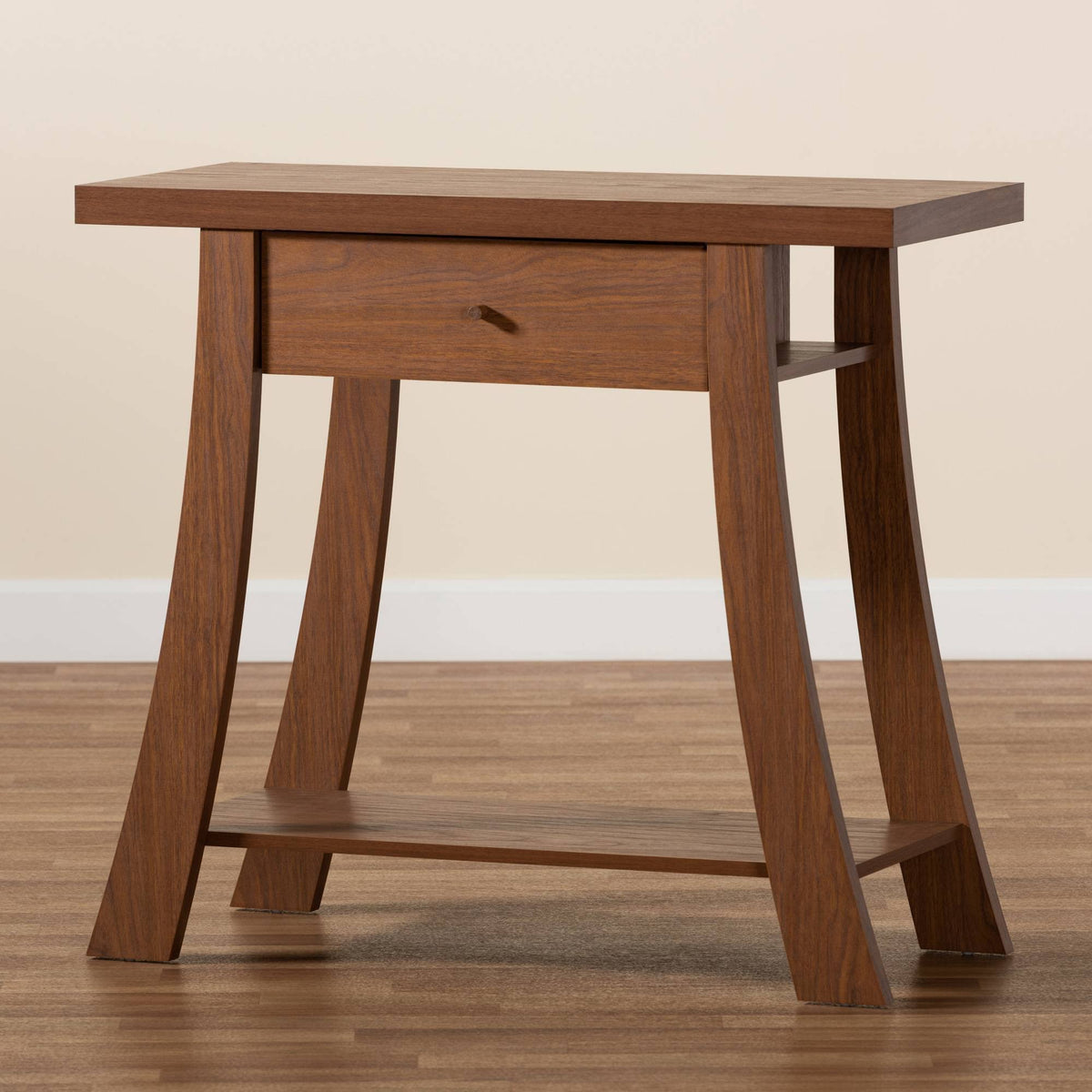 Walnut Brown Finished Wood 1-Drawer Console Table U652