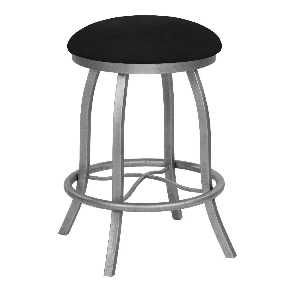26x22 Counter Height Metal Backless Swivel Barstool in Dillon Black Faux Leather K230122
