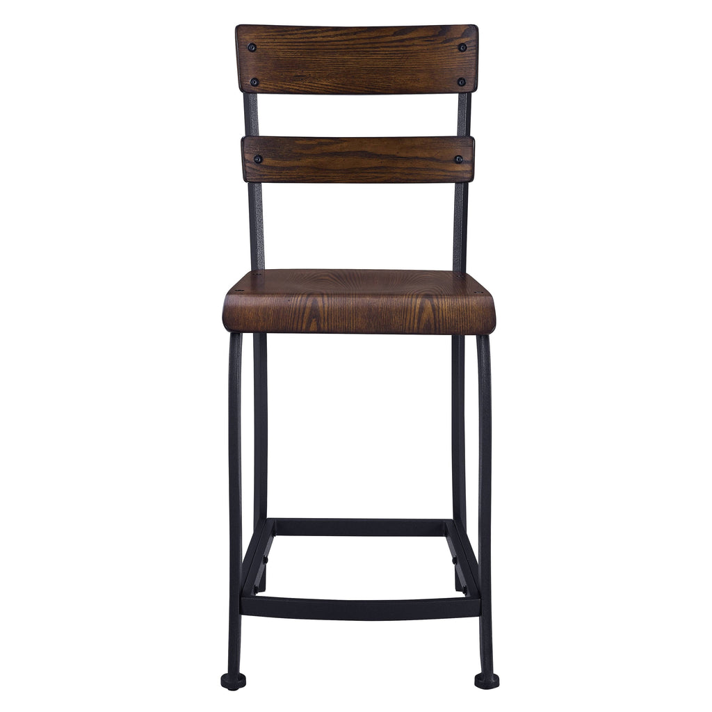 Brown Wood and Grey Metal Gathering Stools Set of 4 L896376