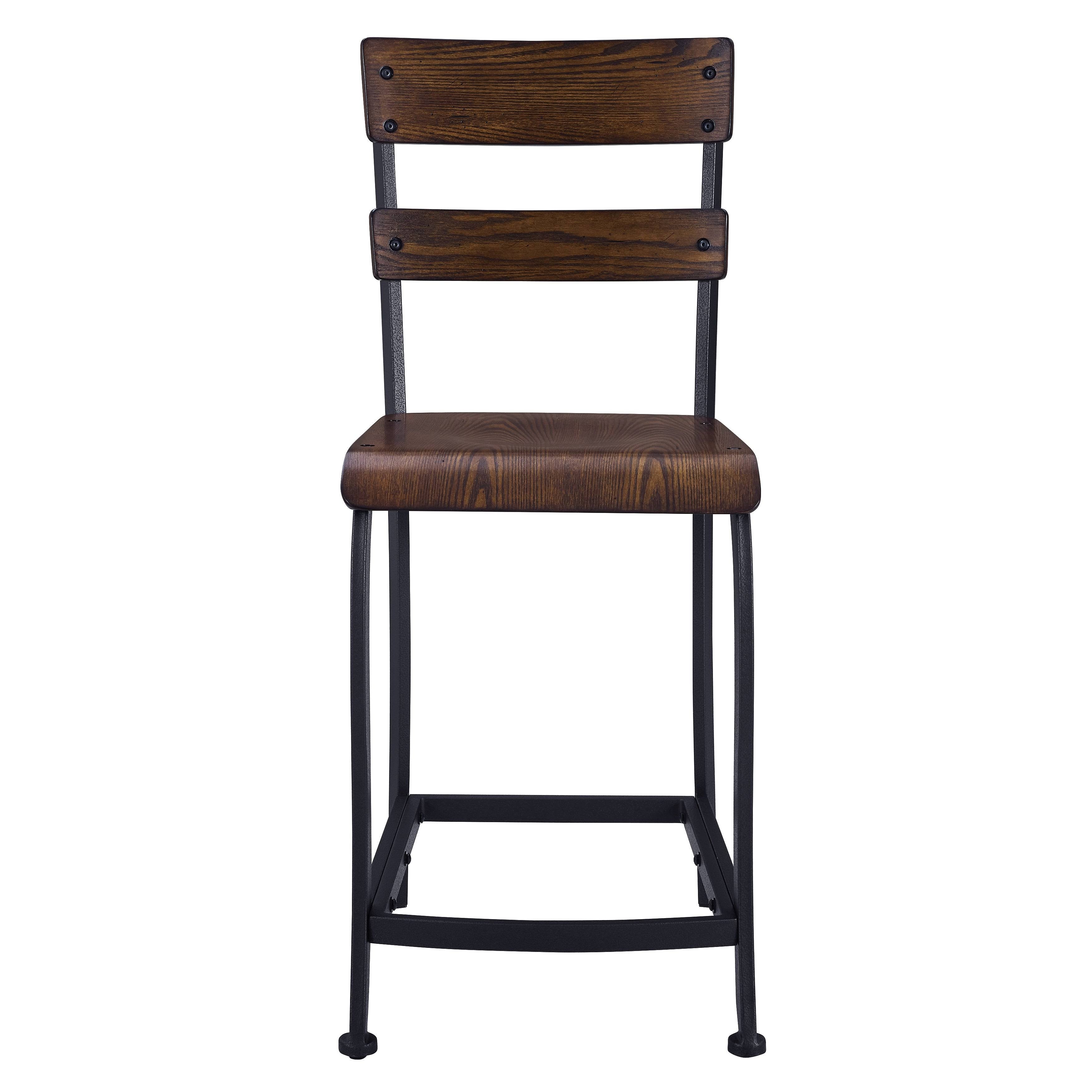 Brown Wood and Grey Metal Gathering Stools Set of 4 L896376