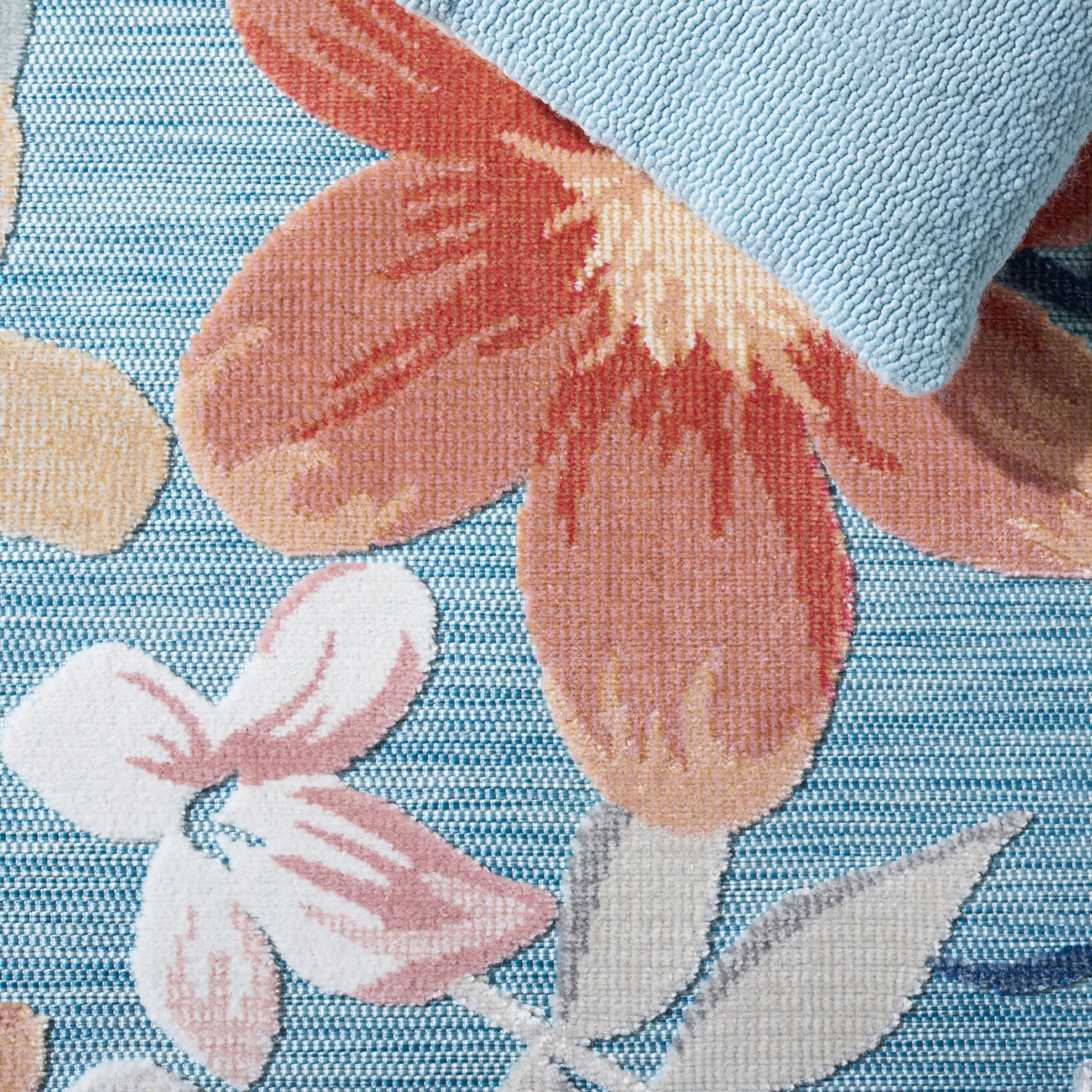 Aqua/Rust Indoor/Outdoor Area Rug, 8' x 10' M936