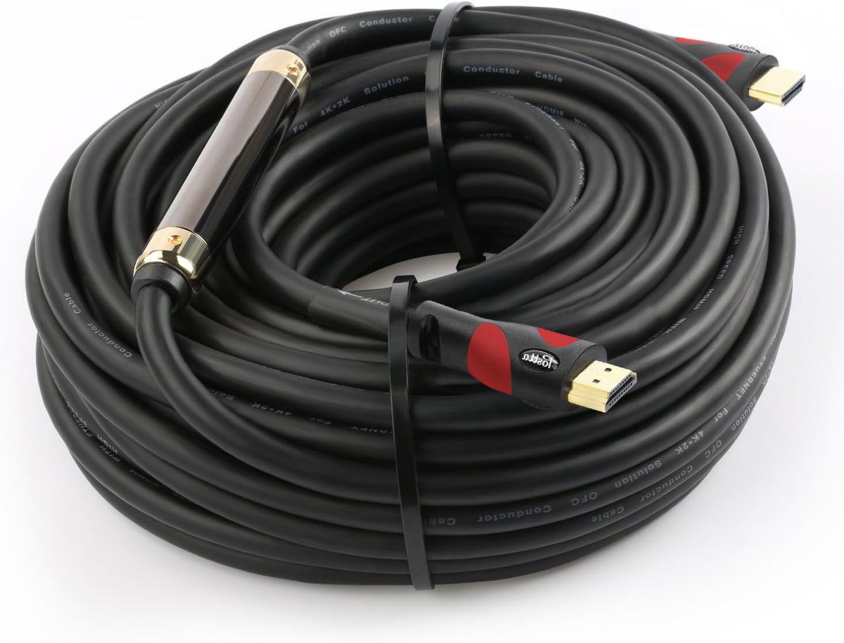 HDMI Cable 100 Feet Red HDMI 2.0V with Built-in Signal Booster 1 Pack H1775