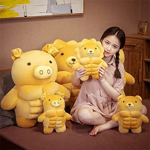 Cartoon Muscle Bear Plush Teddy Bear Large Doll, 27.5 inch D758