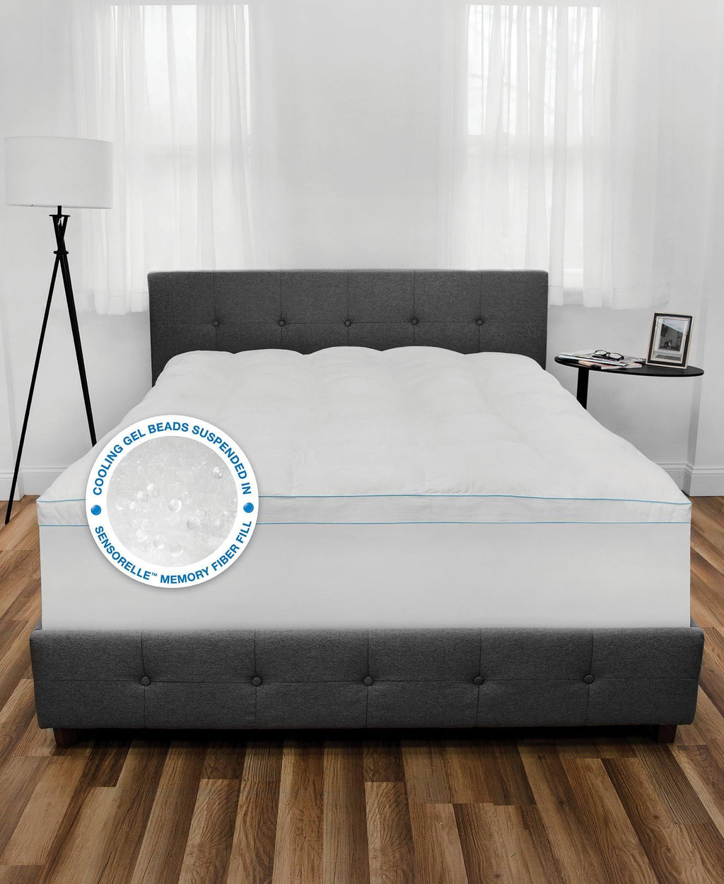 White Full Fiberbed with Cooling Gel Beads O6462