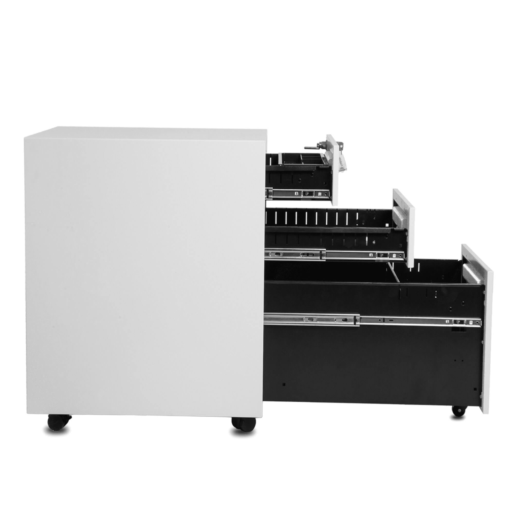 Black 3-Drawer Mobile File Cabinet with Lock and Keys R7353