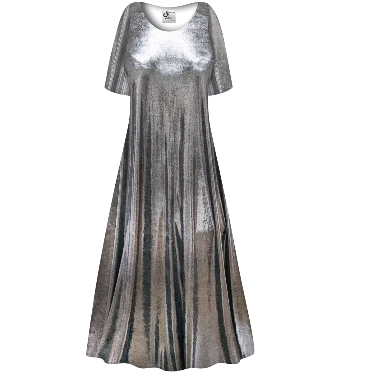 Silver Metallic A Line Maxi Dress J93653