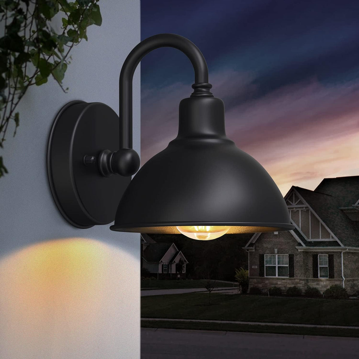 Outdoor Gooseneck Barn Light Fixture with E26 Bulbs H72110
