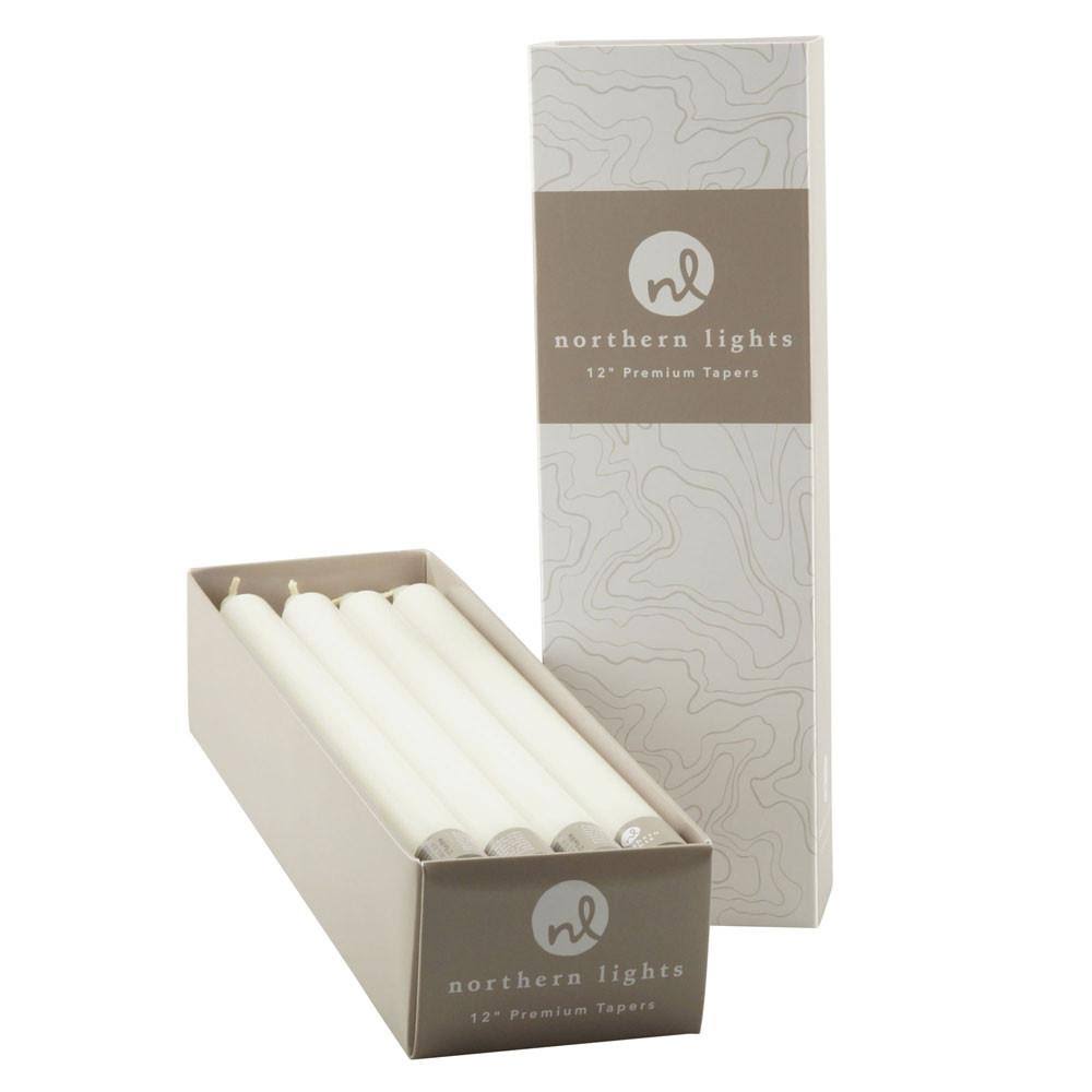 12 Pc Pure White Tapers Candles W3244