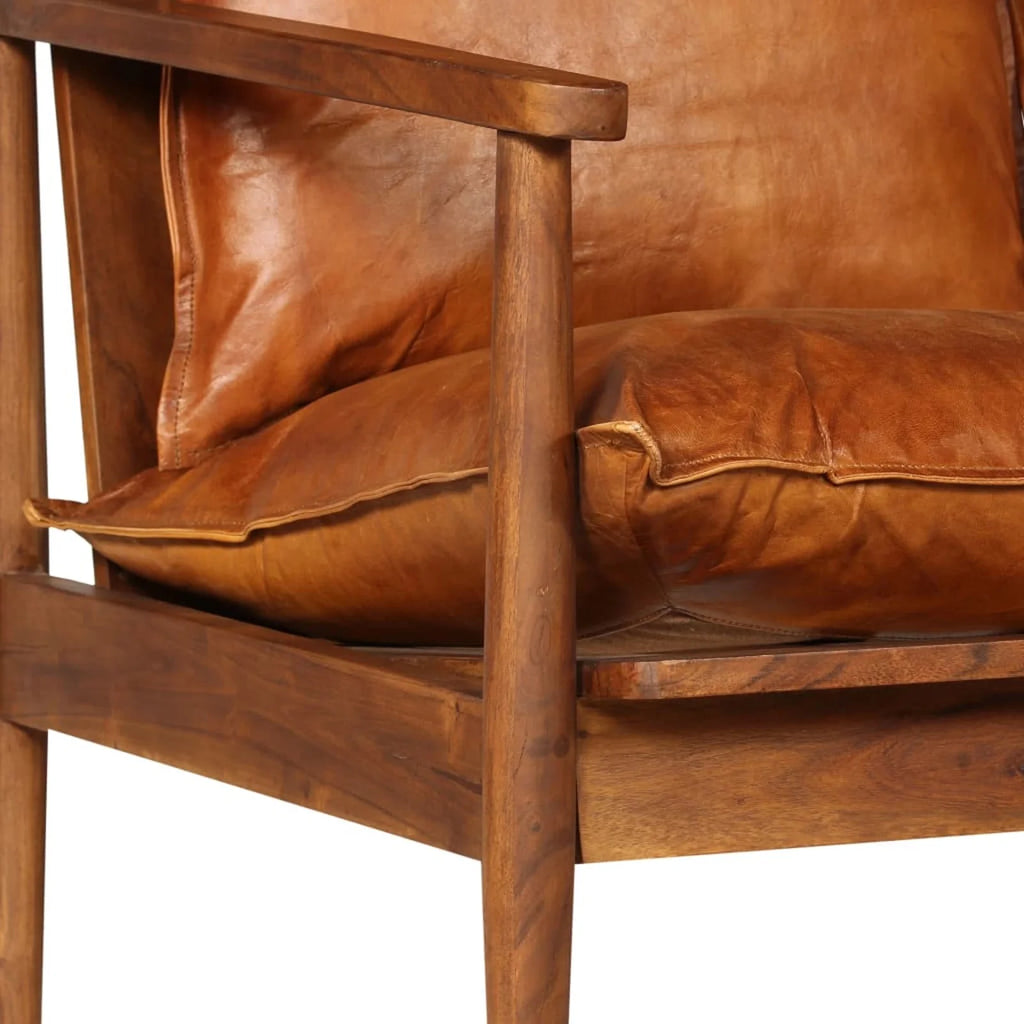Brown Real Leather 2-Seater Sofa V292