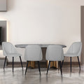 Retro Armless Vegan Leather Dining Chairs, off-Gray, Set of 4 P636