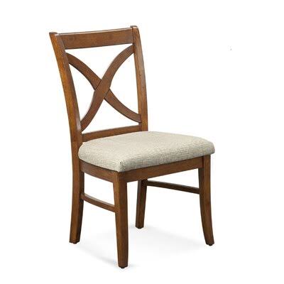 Coral Finish Brown and Beige Stripe Cross Back Side Chair M951