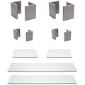 12-Piece Bamboo L-Shape Riser Set with Clear Glass Buffet Boards I682858