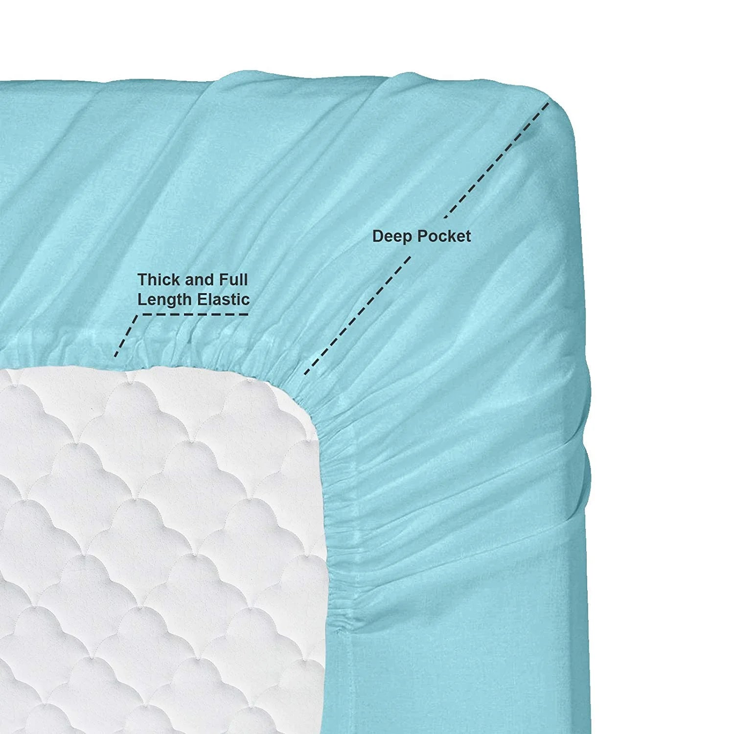 6 Piece California King Microfiber Bed Sheet Set with Extra Pillowcases, Deep Pockets Fitted Sheet, Aqua Light Blue G354