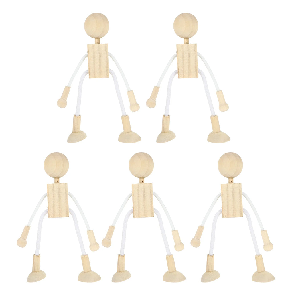 5pcs Unfinished Wooden Dolls for Arts and Crafts G85959