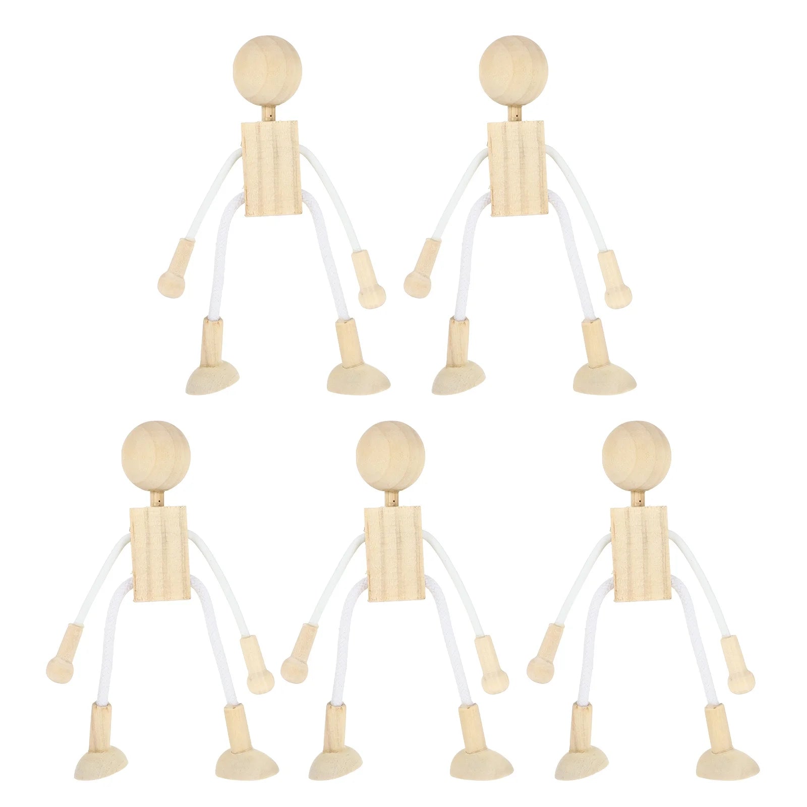 5pcs Unfinished Wooden Dolls for Arts and Crafts G85959