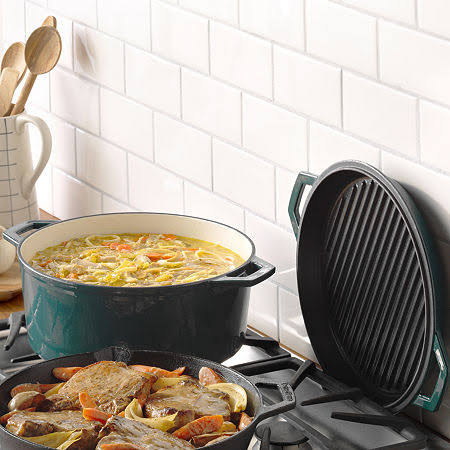 Enameled Cast Iron Dutch Oven with Grill Lid, 7-Quart E35996