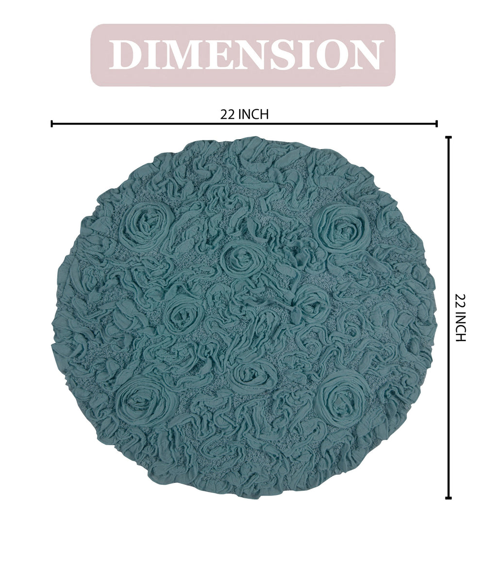 Blue 22" Round Cotton Bathroom Rug P383360